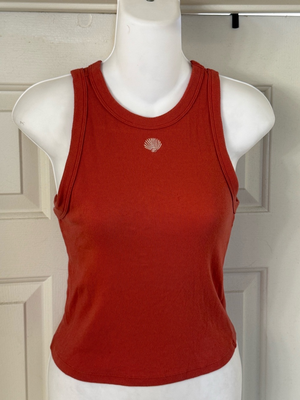 a new day Coral Ribbed Shell-Accent Tank Top